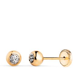 Pendientes Oro 18kts Bola Circonitas N5988-5AT 5mm