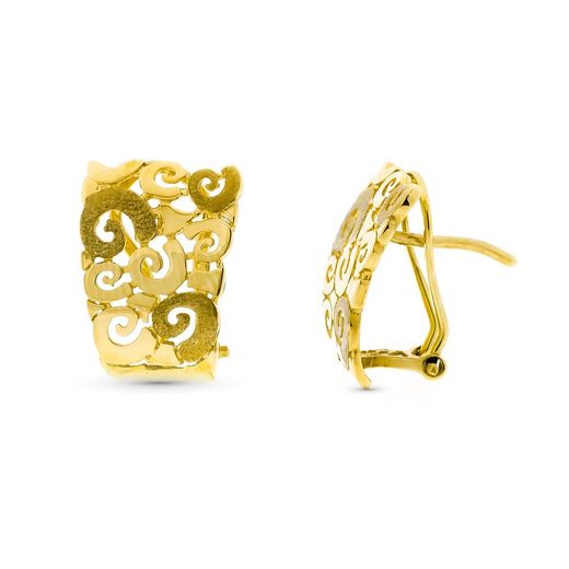 Gennembrudte blomsterøreringe i 18 karat guld 18x12 mm Omega 20494-1