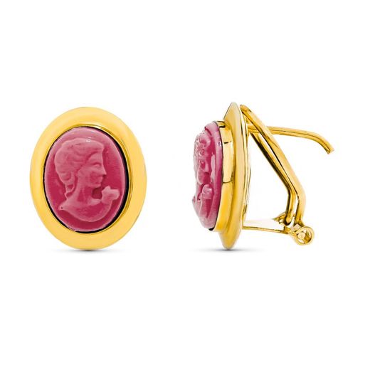 18 karat guld Cameo øreringe 10X8 mm Coralina 10619-C