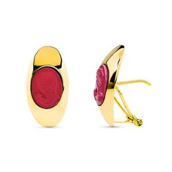 Pendientes Oro 18kts Camafeo Coral 10819-C
