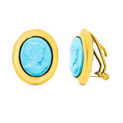 Pendientes Oro 18kts Camafeo Turquesa 10620-T