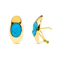Pendientes Oro 18kts Camafeo Turquesa 10819-T