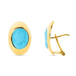 Pendientes Oro 18kts Camafeo Turquesa 20X13mm 10820-T