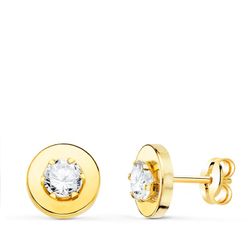 Pendientes Oro 18kts Cerco Liso Circonitas Garras 4mm-7,5mm 21291