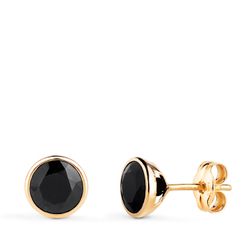 Pendientes Oro 18kts Chatón Circonita Negra 6,2mm N8996-6ANP