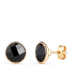 Pendientes Oro 18kts Chatón Circonita Negra 8,5mm N8996-8ANP