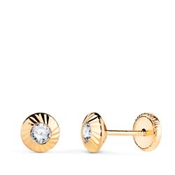 Pendientes Oro 18kts Chatón Orla Tallada Circonita 5,5mm N5975-3AT