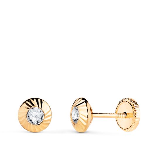 Pendientes Oro 18kts Chatón Orla Tallada Circonita 5,5mm N5975-3AT
