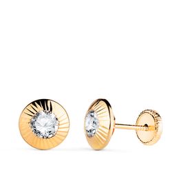 Pendientes Oro 18kts Chatón Orla Tallada Circonita 9mm N5975-5AT