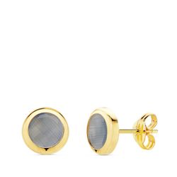 Pendientes Oro 18kts Chaton Piedra Azul 6,5mm 21035-AZ