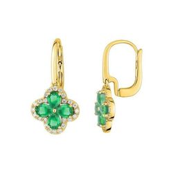 Pendientes Oro 18kts Christian Bernard  (18)2.6010.E0 Diamantes Con Esmeraldas