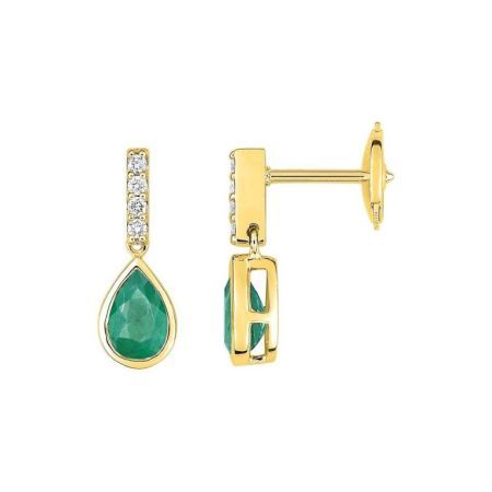 Pendientes Oro 18kts Christian Bernard  (18)2.6078.E0 Diamantes Con Esmeralda