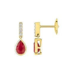Pendientes Oro 18kts Christian Bernard  (18)2.6078.R0 Diamantes Con Rubíes