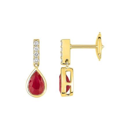 Pendientes Oro 18kts Christian Bernard  (18)2.6078.R0 Diamantes Con Rubíes