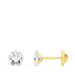 Pendientes Oro 18kts Bebe Circonita 5x5mm Garras 18996