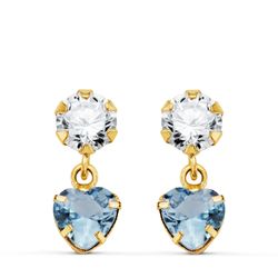 Pendientes Oro 18kts Circonita Colgante Circonitas Aguamarina 14x5mm N8988-3PAM