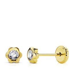 Pendientes Oro 18kts Circonita Flor 8772
