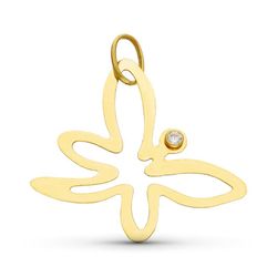 Pendientes Oro 18kts Circonita Mariposa 13X12mm Cierre Presión 15815
