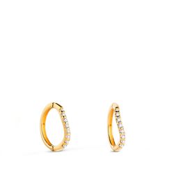 Pendientes Oro 18kts Aro Circonitas 10x1mm 21419