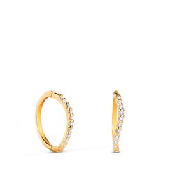 Pendientes Oro 18kts Aro Circonitas 12x1mm 21420