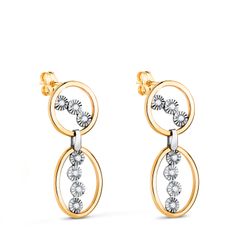 Pendientes Oro 18kts Colgante Circonitas 25x9mm 21430