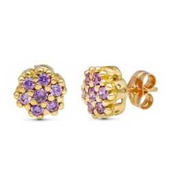 Pendientes Oro 18kts Circonitas Amatista 9mm 11048-AT