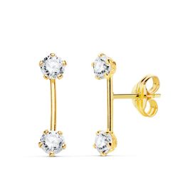 Pendientes Oro 18kts Circonitas Barra 13X13mm 21020
