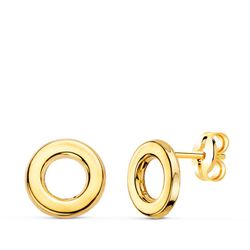 Pendientes Oro 18kts Circulo 9mm Cierre Presion 21316