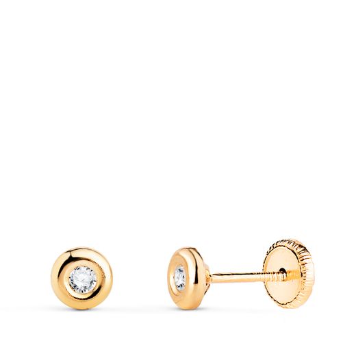 Pendientes Oro 18kts Círculo Circonita 4mm N5980-3AT