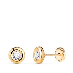 Pendientes Oro 18kts Círculo Circonita 5,5mm N5980-5AT