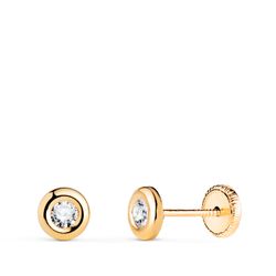 Pendientes Oro 18kts Círculo Circonita 5mm N5980-4AT