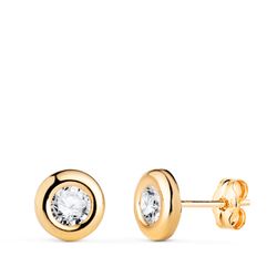 Pendientes Oro 18kts Círculo Circonita 7mm N5980-6AP