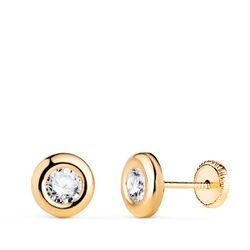 Pendientes Oro 18kts Círculo Circonita 7mm N5980-6AT