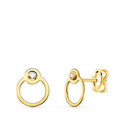 Pendientes Oro 18kts Círculo Circonitas 21354 7x6mm