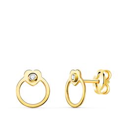 Pendientes Oro 18kts Círculo Circonitas 21355 7x6mm