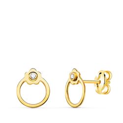 Pendientes Oro 18kts Círculo Circonitas 21356 8x6mm