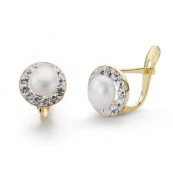 Pendientes Oro 18kts Comunión Perla Circonitas 8mm 20605-1