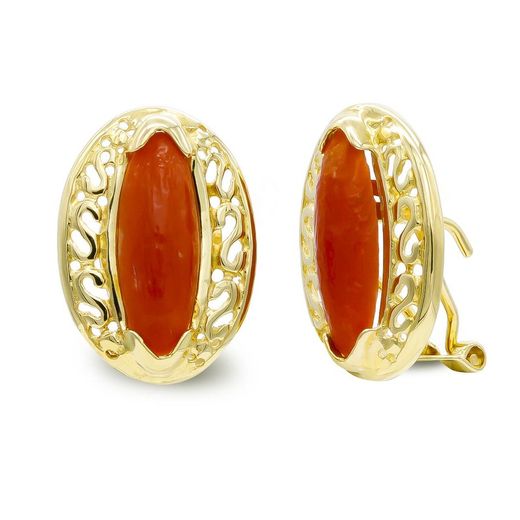 Pendientes Oro 18kts Coral Fino 26X6mm Omega 7487-1C