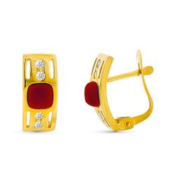 Pendientes Oro 18kts Coral Fino 4mm Circonitas 11719-C