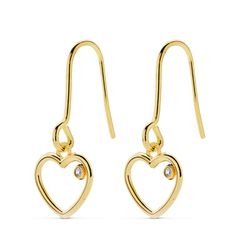 Pendientes Oro 18kts Corazon Circonitas 20X9mm 18987
