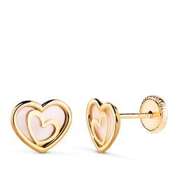 Pendientes Oro 18kts Corazón Nácar 18834 9x7mm
