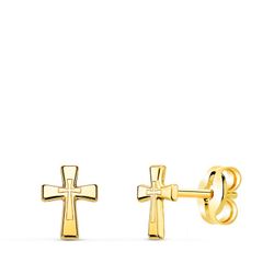 Pendientes Oro 18kts Cruz 6X4,5mm Cierre Presion 21344