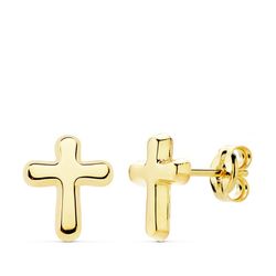 Pendientes Oro 18kts Cruz Lisa 9X8mm 18940