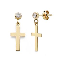 Pendientes Oro 18kts Cruz Lisa Chaton 12X7mm 18641