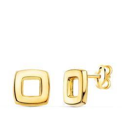 Pendientes Oro 18kts Cuadrados 8X8mm Cierre Presion 21315