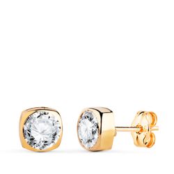 Pendientes Oro 18kts Cuadrados Circonita 6x6mm N5993-6AP