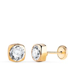 Pendientes Oro 18kts Cuadrados Circonita 6x6mm N5993-6AT
