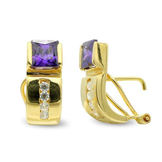 Pendientes Oro 18kts Cuadro Piedras 7499-1