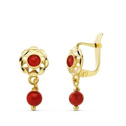 Pendientes Oro 18kts Cubanas Coralina 15X6mm 15760-C