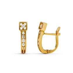 Pendientes Oro 18kts Diamantes Brillante 15X4mm 1275